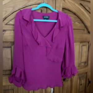 Ralph Lauren Silk Ruffled Pink Blouse